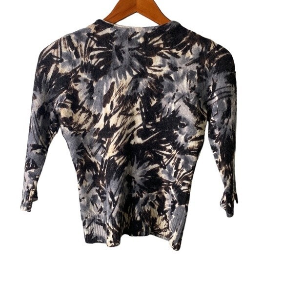 Beth Bowley Nordstrom Floral Watercolor Pearl Button Cardigan Lambs Wool Angora - Picture 6 of 16